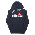 ELLESSE Womens Navy Hoodie UK 8 Cotton Blend Pullover Casual Sportswear