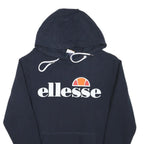 ELLESSE Womens Navy Hoodie UK 8 Cotton Blend Pullover Casual Sportswear