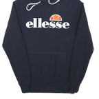 ELLESSE Womens Navy Hoodie UK 8 Cotton Blend Pullover Casual Sportswear