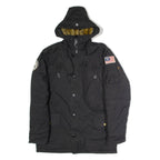 ALPHA INDUSTRIES Mens Parka Coat Black Canvas Nylon Hooded M