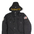 ALPHA INDUSTRIES Mens Parka Coat Black Canvas Nylon Hooded M