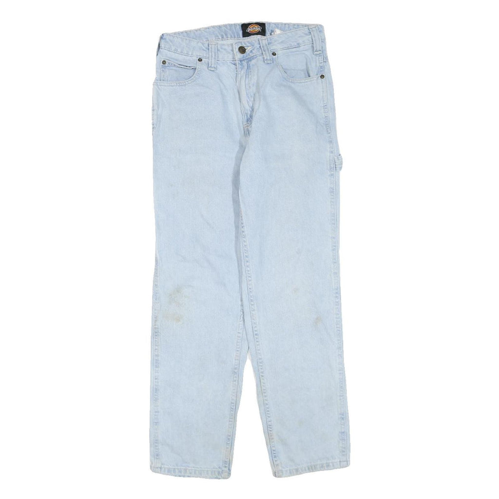 DICKIES Womens Regular Light Blue Denim Jeans W28 L28 Workwear Style Zip Closure