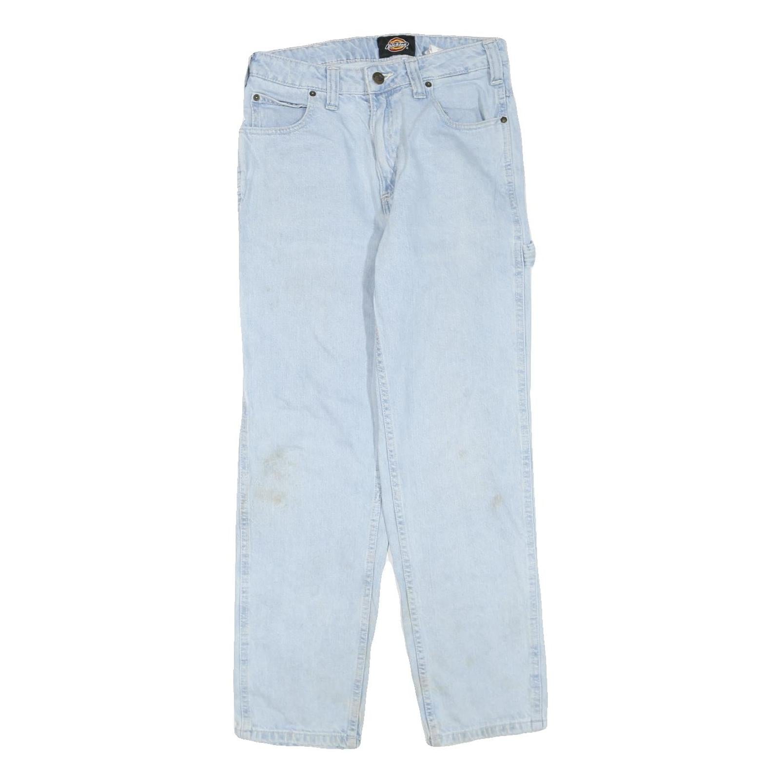 DICKIES Womens Regular Light Blue Denim Jeans W28 L28 Workwear Style Zip Closure