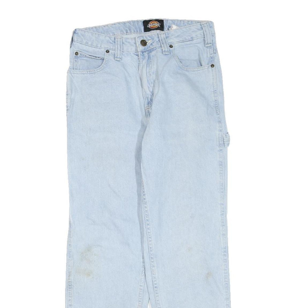 DICKIES Womens Regular Light Blue Denim Jeans W28 L28 Workwear Style Zip Closure