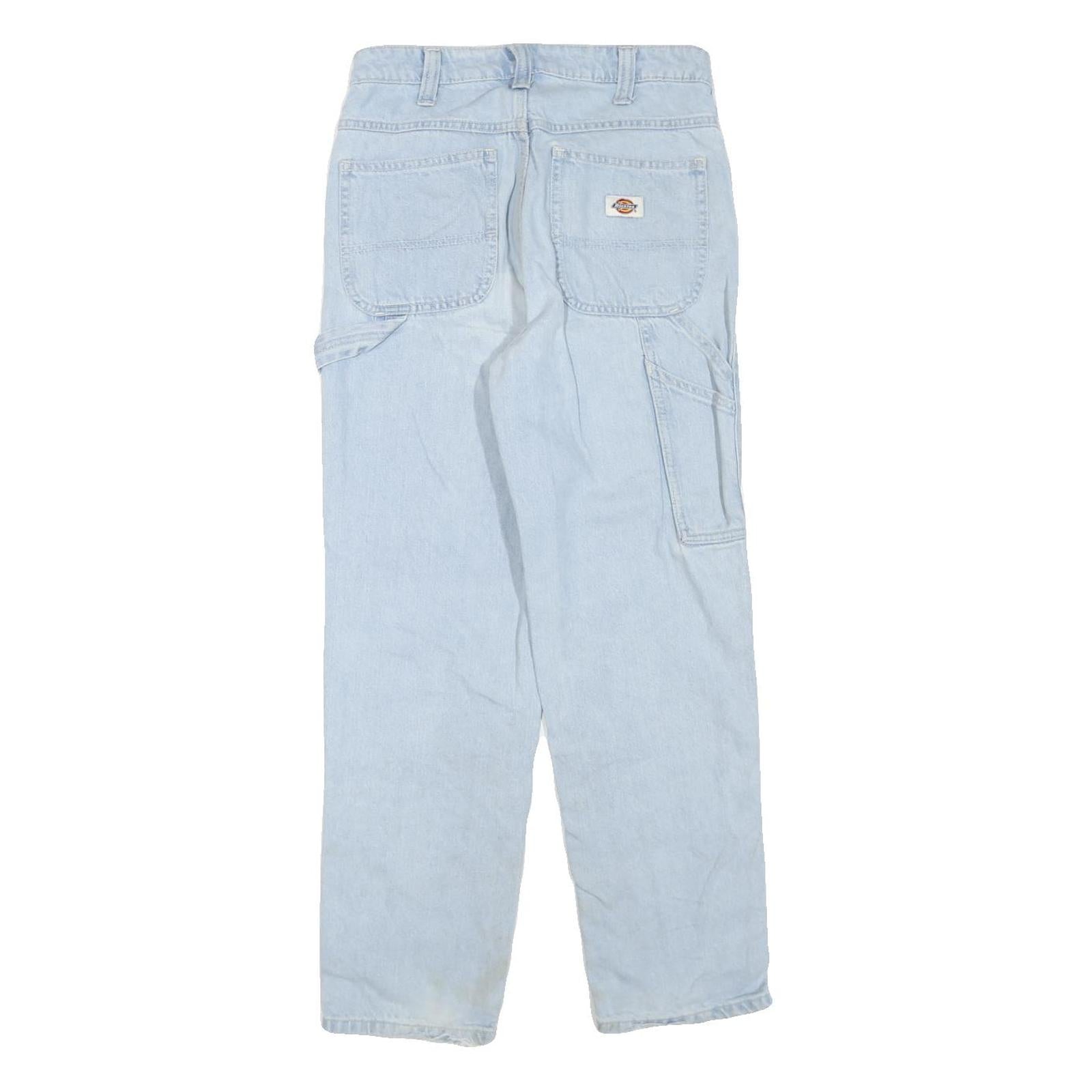 DICKIES Womens Regular Light Blue Denim Jeans W28 L28 Workwear Style Zip Closure