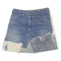 LEVI'S Womens Blue & Cream Patchwork Denim Mini Cotton Skirt Size M Distressed