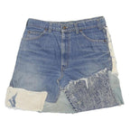 LEVI'S Womens Blue & Cream Patchwork Denim Mini Cotton Skirt Size M Distressed