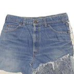 LEVI'S Womens Blue & Cream Patchwork Denim Mini Cotton Skirt Size M Distressed