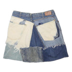 LEVI'S Womens Blue & Cream Patchwork Denim Mini Cotton Skirt Size M Distressed