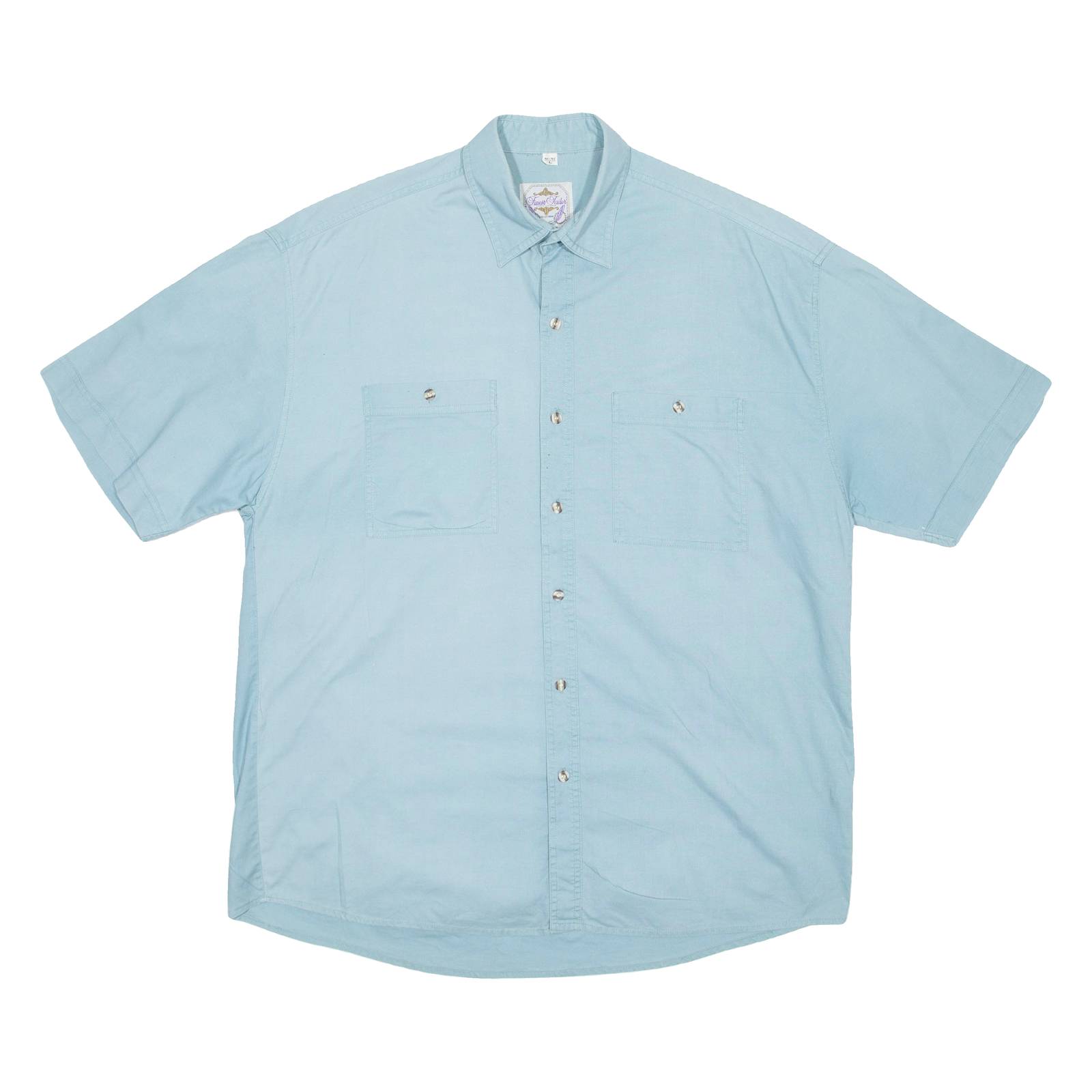 FINEST TAILOR Mens Plain Shirt Blue L