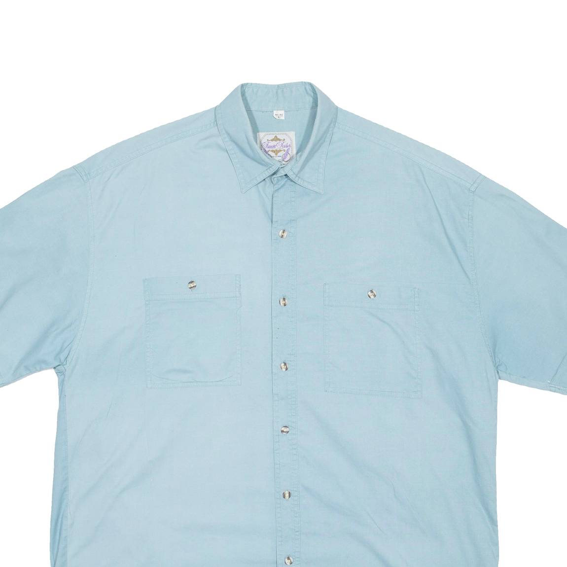 FINEST TAILOR Mens Plain Shirt Blue L