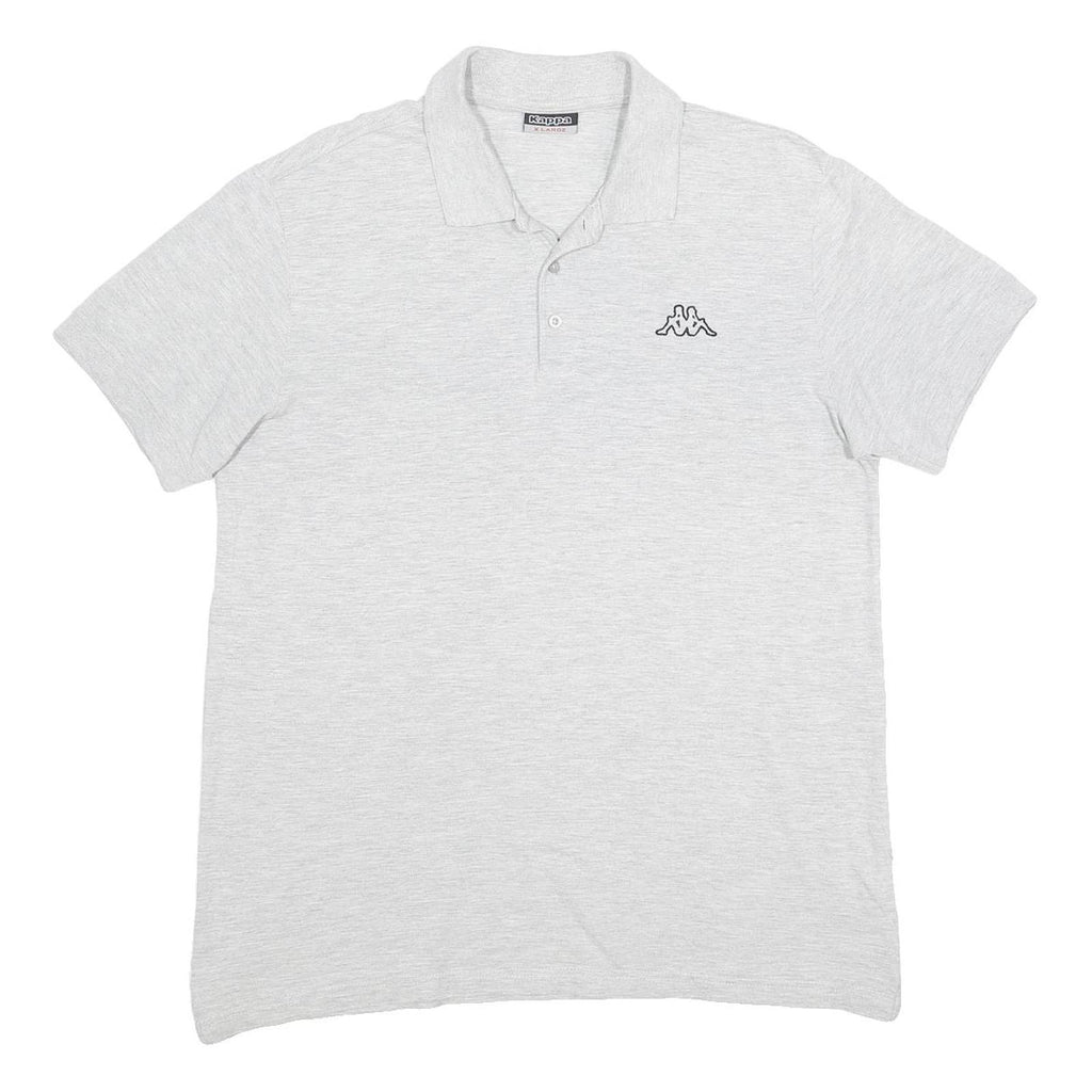 KAPPA Mens Light Grey Polo Shirt XL Cotton Blend Basic Short Sleeve Casual