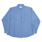 ARAMARK Mens Plain Shirt Blue Long Sleeve L