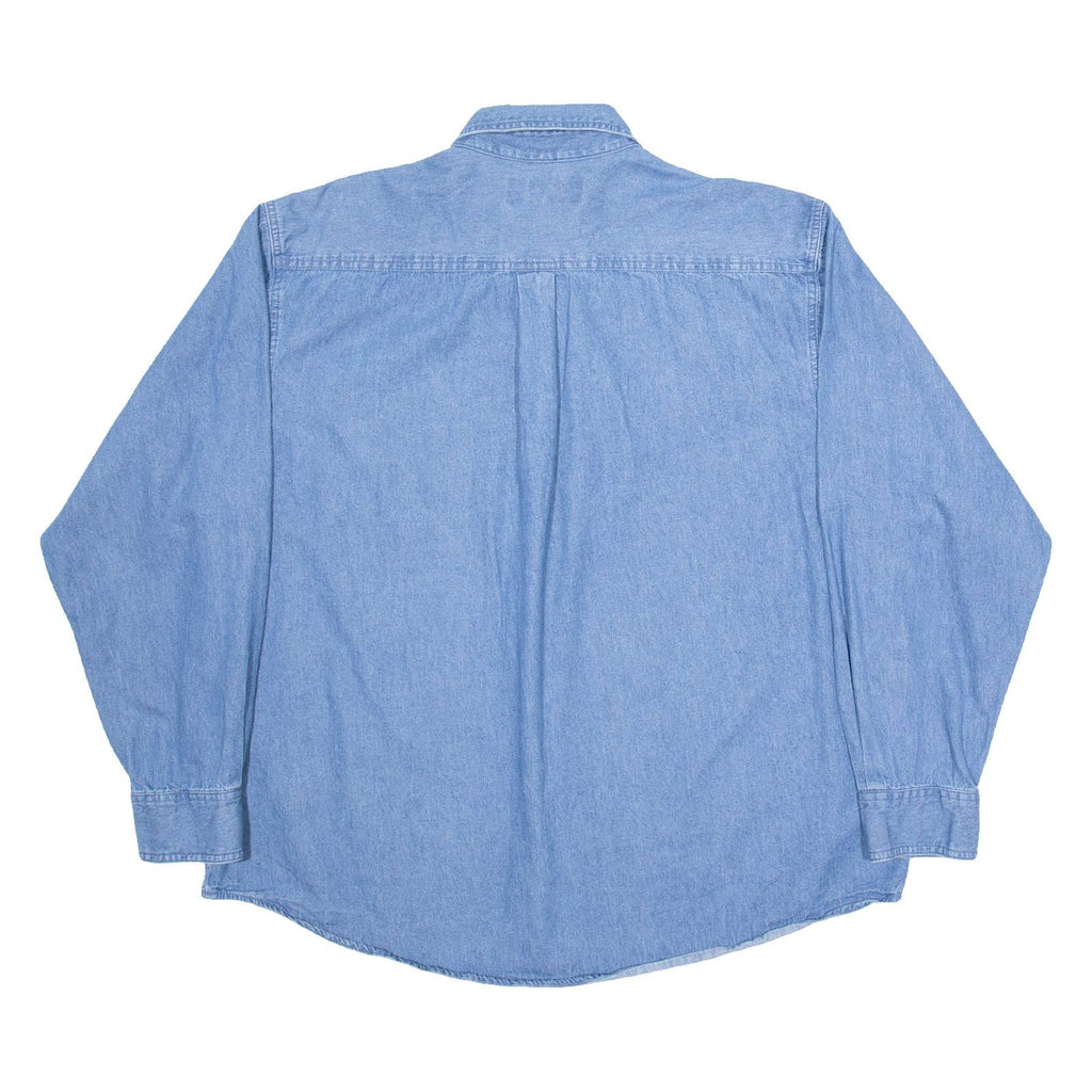 ARAMARK Mens Plain Shirt Blue Long Sleeve L
