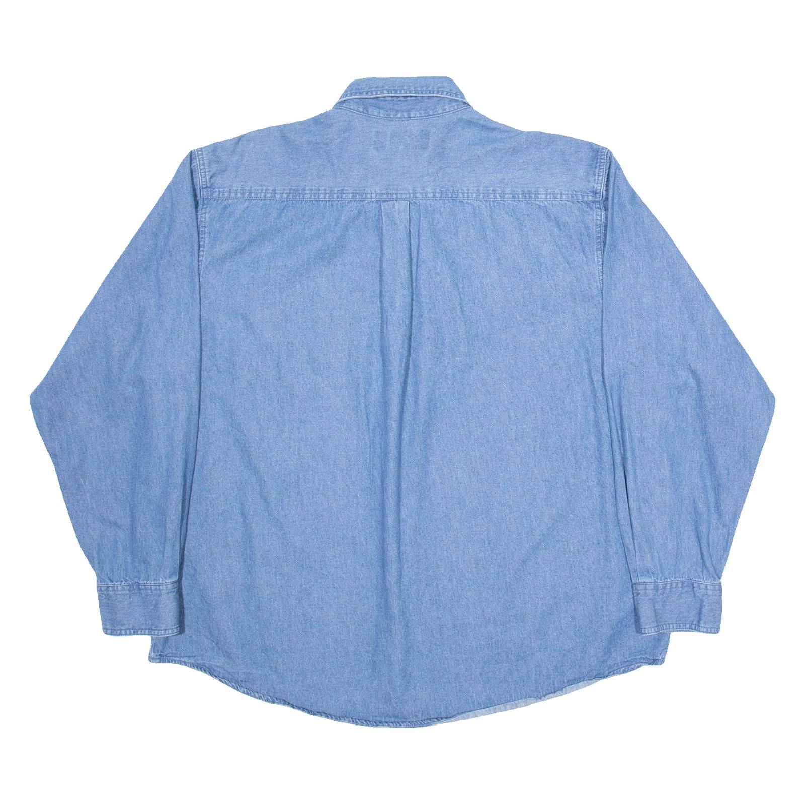 ARAMARK Mens Plain Shirt Blue Long Sleeve L