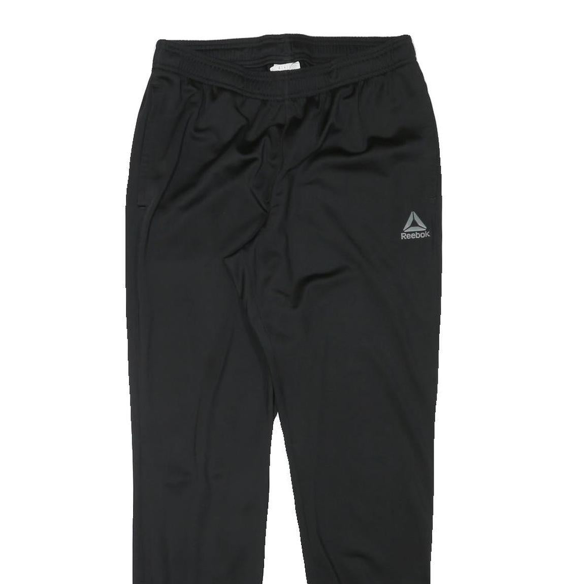 REEBOK Mens Joggers Black M W28 L29 Polyester Blend Slim Tapered Reflective Logo