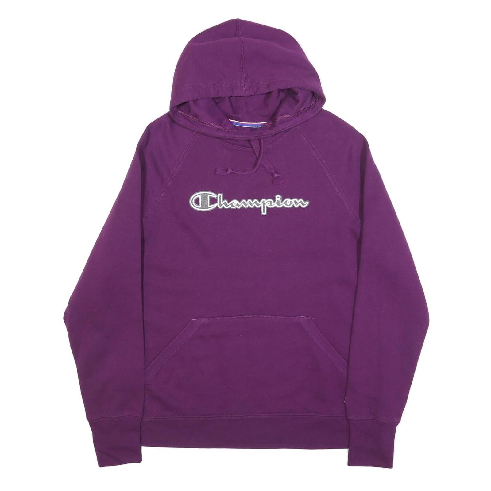 CHAMPION Womens Purple Hoodie L Cotton Pullover Sweatshirt Casual