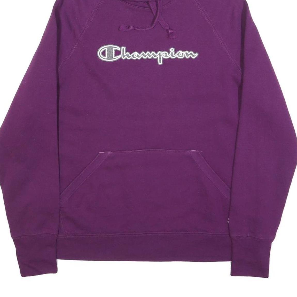 CHAMPION Womens Purple Hoodie L Cotton Pullover Sweatshirt Casual