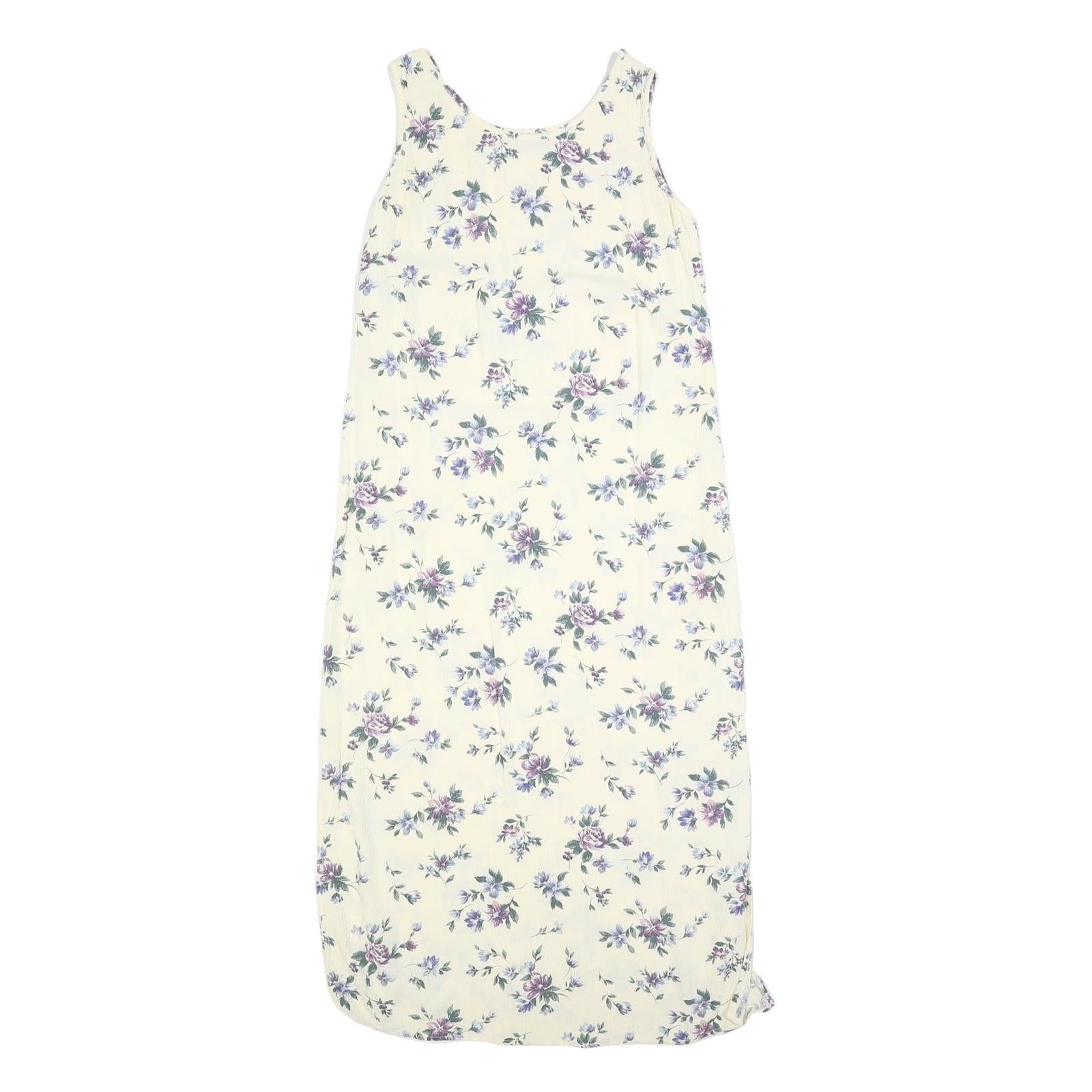 MOLLY MALLOY Womens Cream Floral Sleeveless Midi Dress Cotton Blend M Light