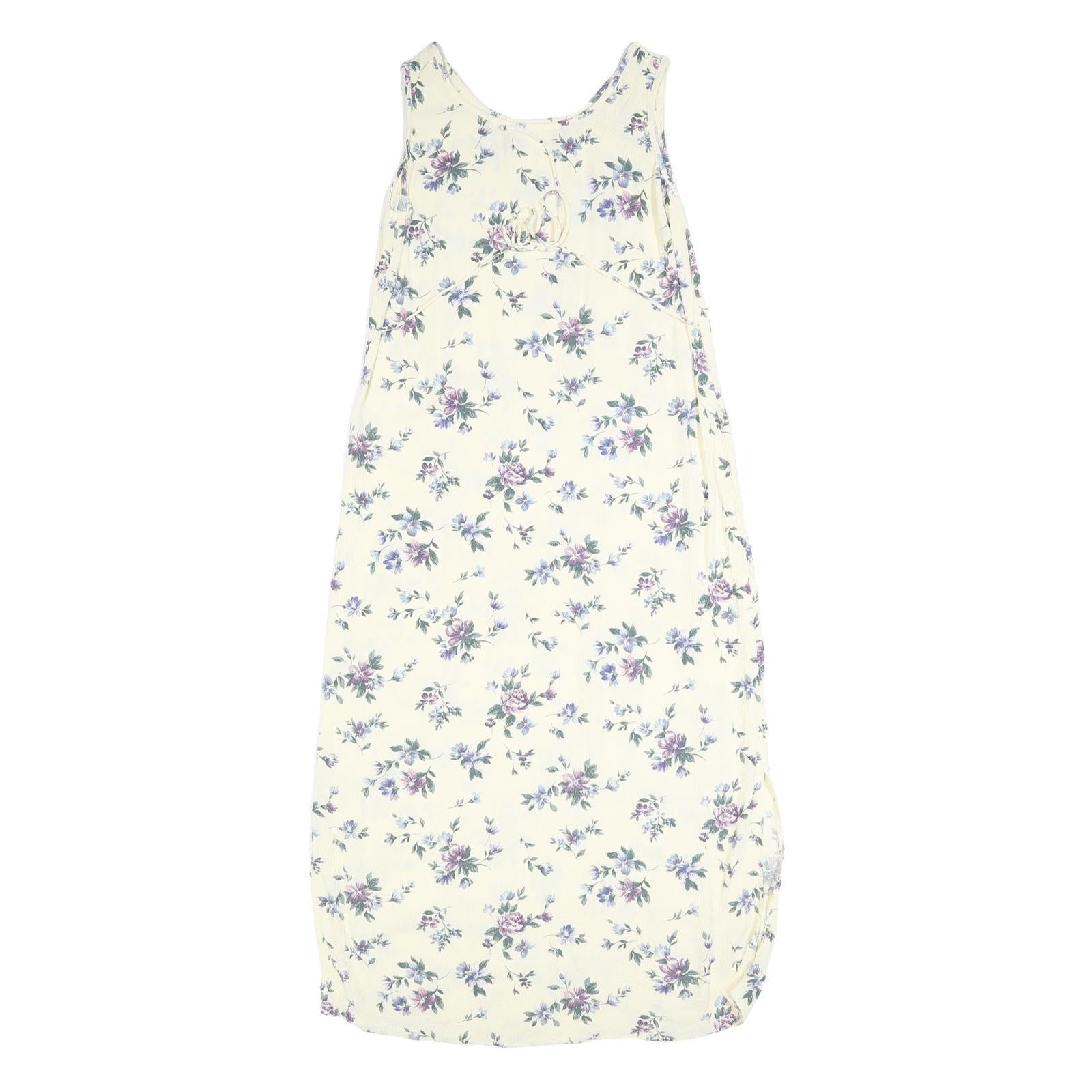 MOLLY MALLOY Womens Cream Floral Sleeveless Midi Dress Cotton Blend M Light