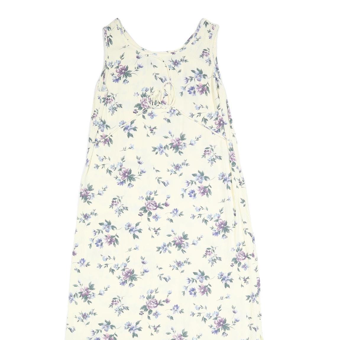 MOLLY MALLOY Womens Cream Floral Sleeveless Midi Dress Cotton Blend M Light