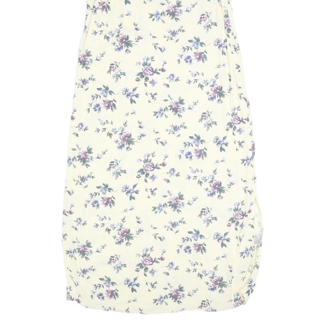 MOLLY MALLOY Womens Cream Floral Sleeveless Midi Dress Cotton Blend M Light