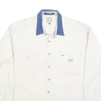 TOMMY HILFIGER Mens White & Blue Cotton Shirt XL Contrast Collar Casual