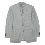 CANALI Mens Grey & Black Checked Wool Blend Classic Jacket S Woven Button