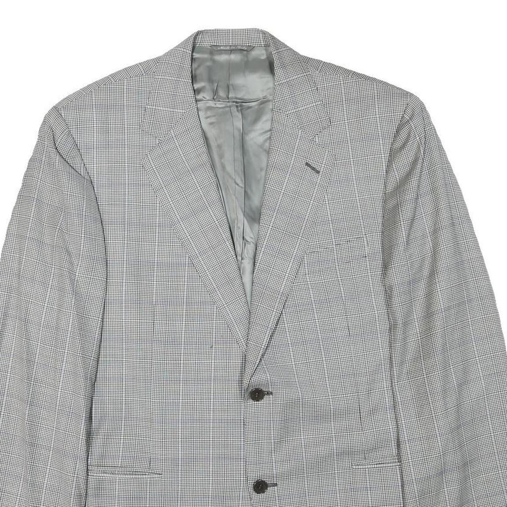 CANALI Mens Grey & Black Checked Wool Blend Classic Jacket S Woven Button