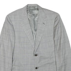 CANALI Mens Grey & Black Checked Wool Blend Classic Jacket S Woven Button