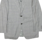 CANALI Mens Grey & Black Checked Wool Blend Classic Jacket S Woven Button