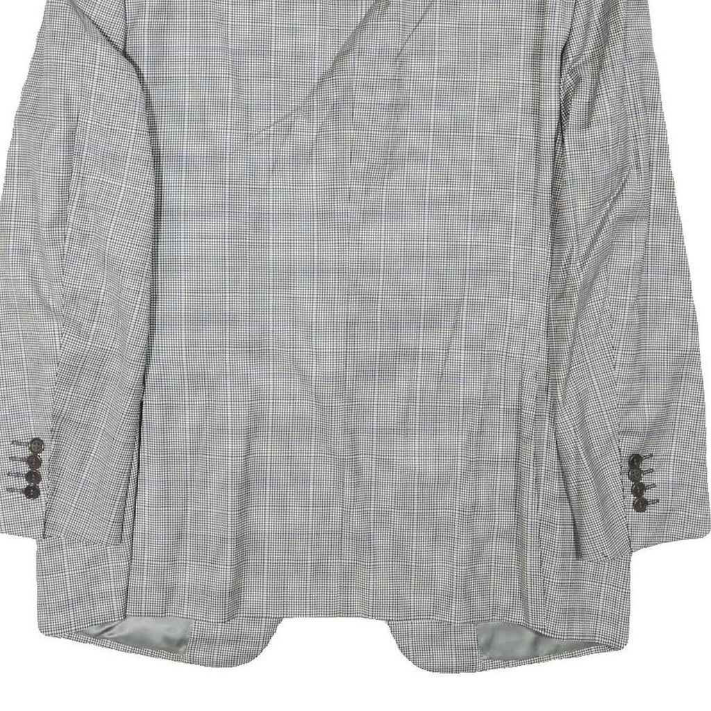 CANALI Mens Grey & Black Checked Wool Blend Classic Jacket S Woven Button