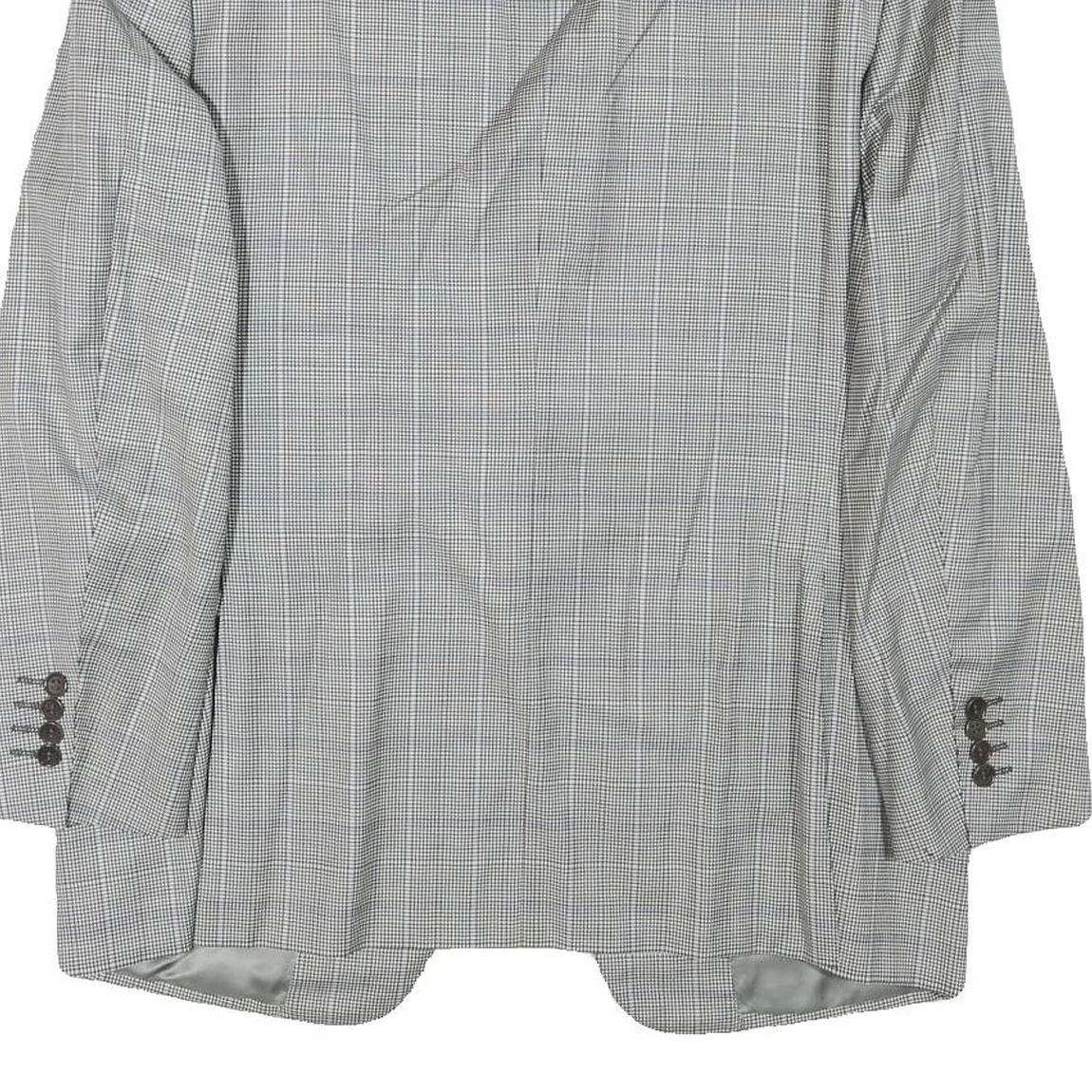 CANALI Mens Grey & Black Checked Wool Blend Classic Jacket S Woven Button