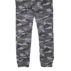 SKATE NATION Mens Cotton Blend Grey & Black Camouflage Slim Drawstring Trousers
