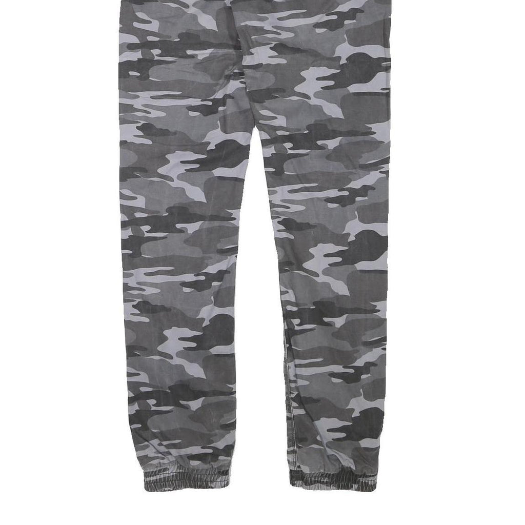 SKATE NATION Mens Cotton Blend Grey & Black Camouflage Slim Drawstring Trousers