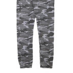 SKATE NATION Mens Cotton Blend Grey & Black Camouflage Slim Drawstring Trousers