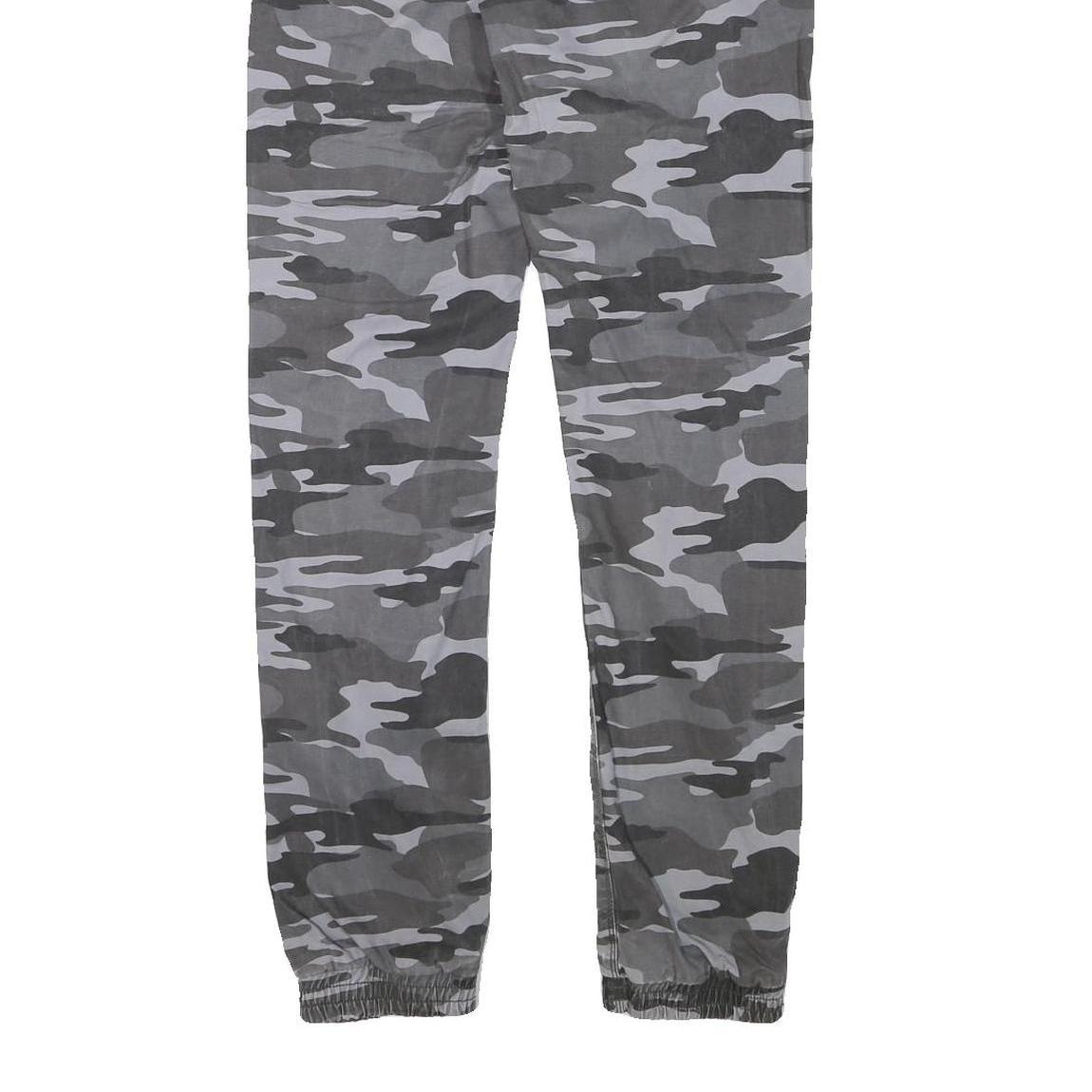 SKATE NATION Mens Cotton Blend Grey & Black Camouflage Slim Drawstring Trousers