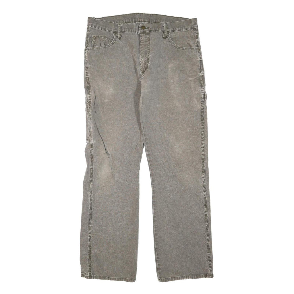 DICKIES Mens Regular Fit W34 L30 Cotton Blend Zip Jeans Beige Workwear Utility