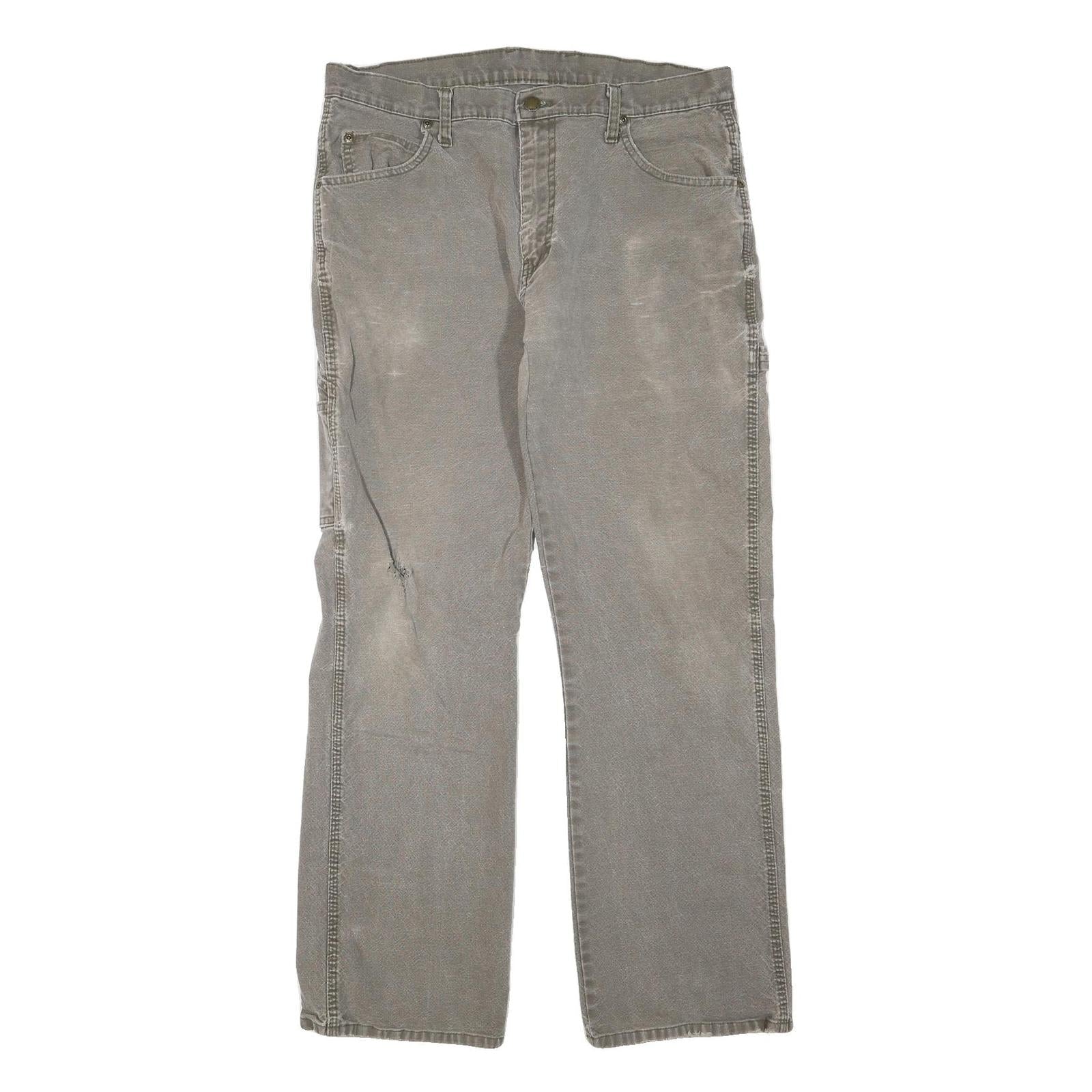 DICKIES Mens Regular Fit W34 L30 Cotton Blend Zip Jeans Beige Workwear Utility