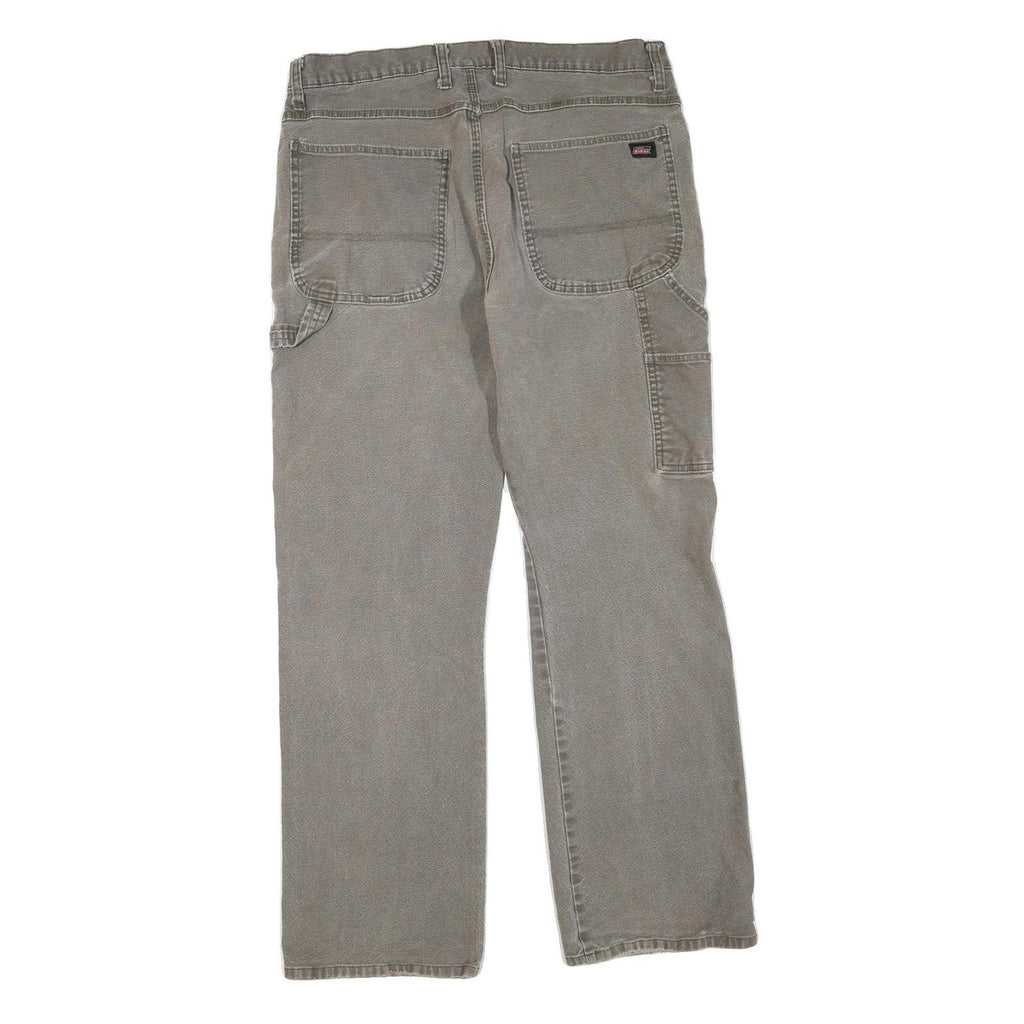 DICKIES Mens Regular Fit W34 L30 Cotton Blend Zip Jeans Beige Workwear Utility