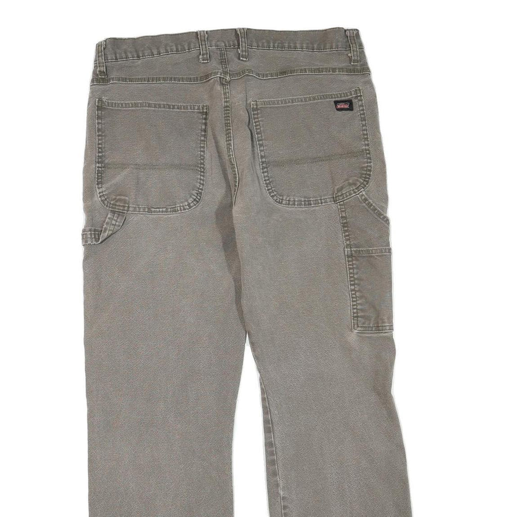DICKIES Mens Regular Fit W34 L30 Cotton Blend Zip Jeans Beige Workwear Utility