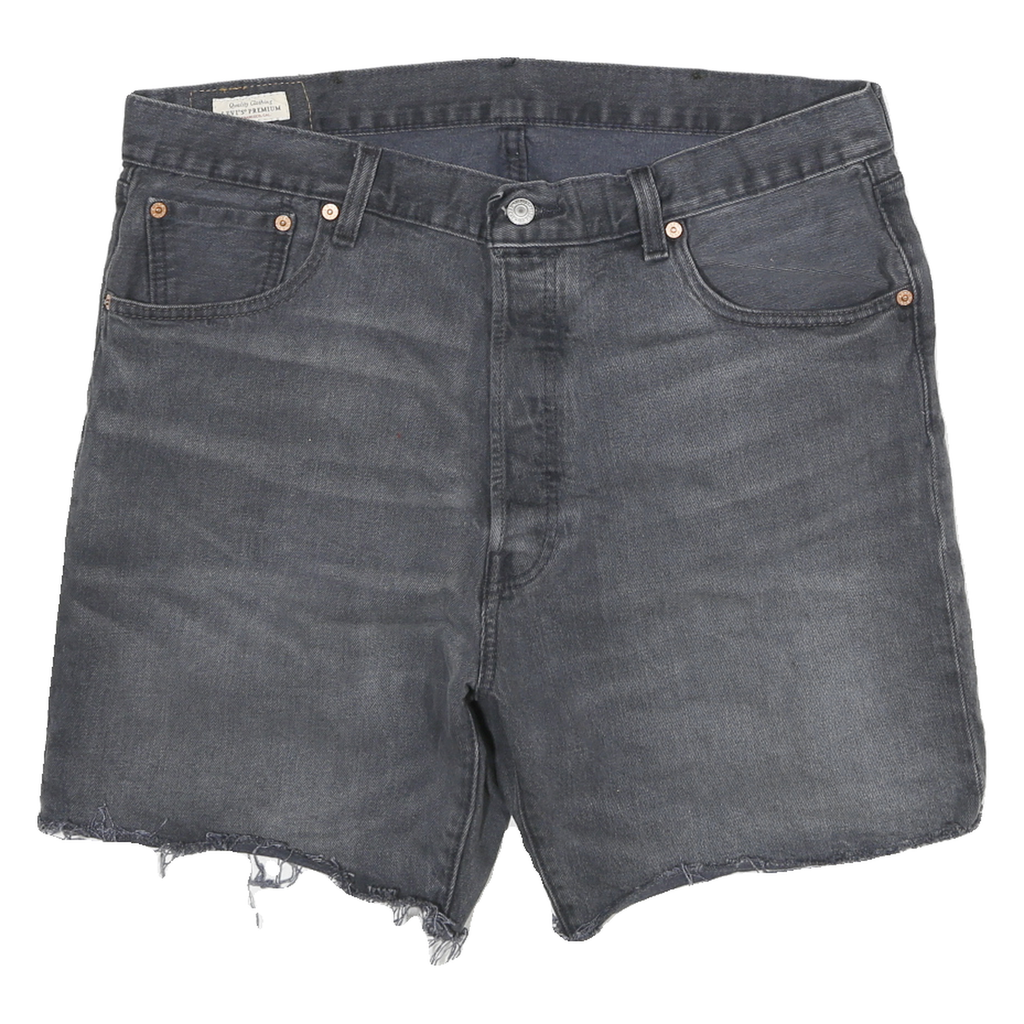 LEVI'S Mens Denim Black Cut-Off Shorts XL W33 Casual Raw Hem