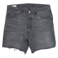 LEVI'S Mens Denim Black Cut-Off Shorts XL W33 Casual Raw Hem