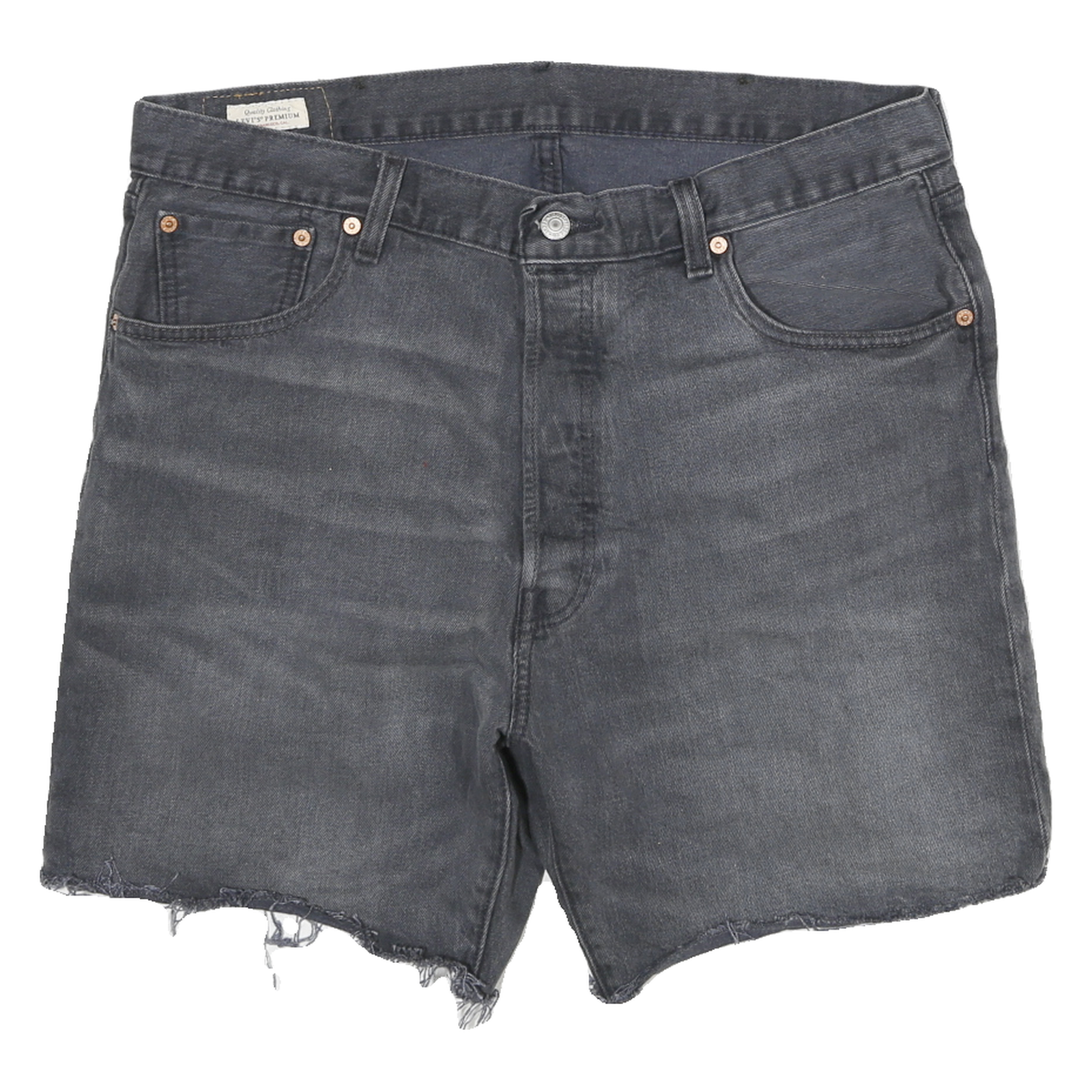 LEVI'S Mens Denim Black Cut-Off Shorts XL W33 Casual Raw Hem