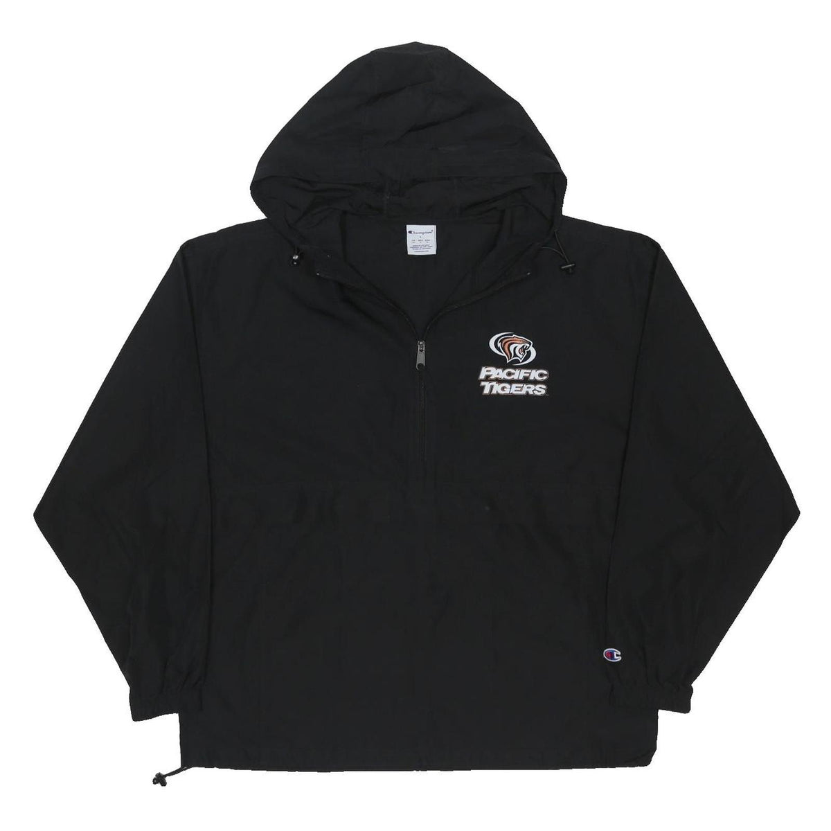 CHAMPION Mens Black Pacific Tigers Windbreaker Jacket L Polyester Blend Zip