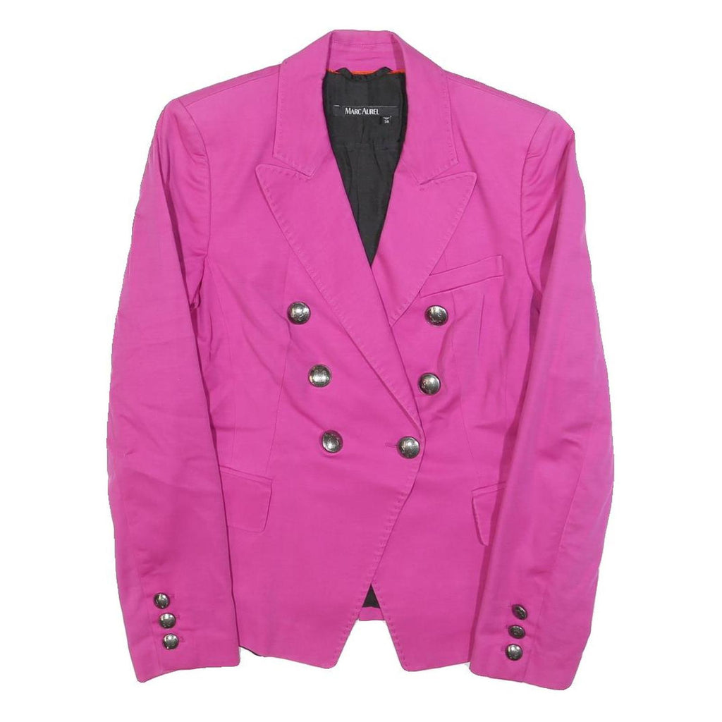 MARC AUREL Womens Pink Jacket S Cotton Blend Classic Tailored Button Blazer