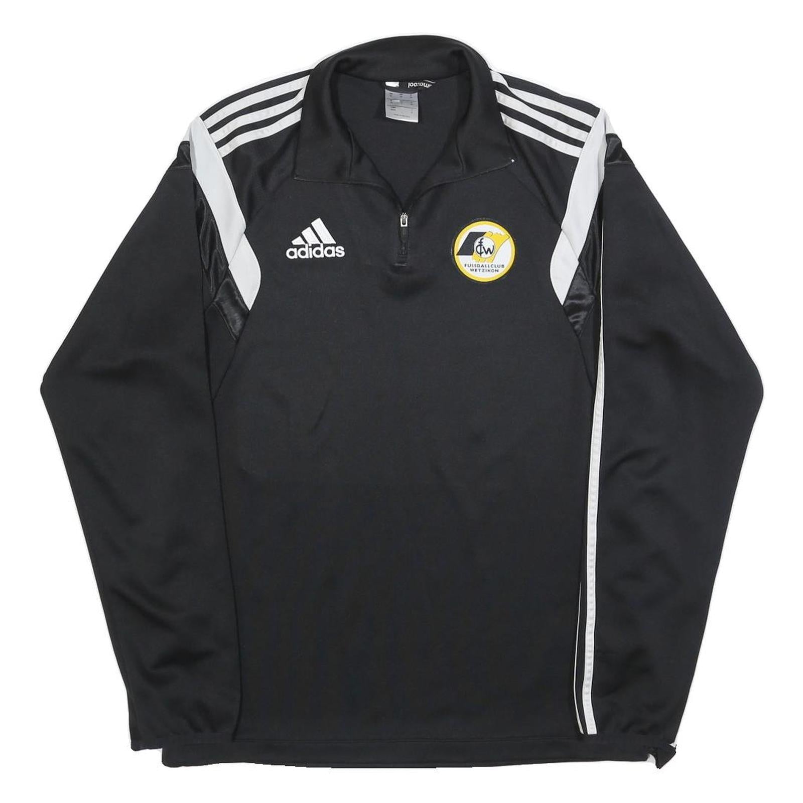 ADIDAS Mens Black & White Football Club 1/4 Zip Sweatshirt M Athletic Sportswear