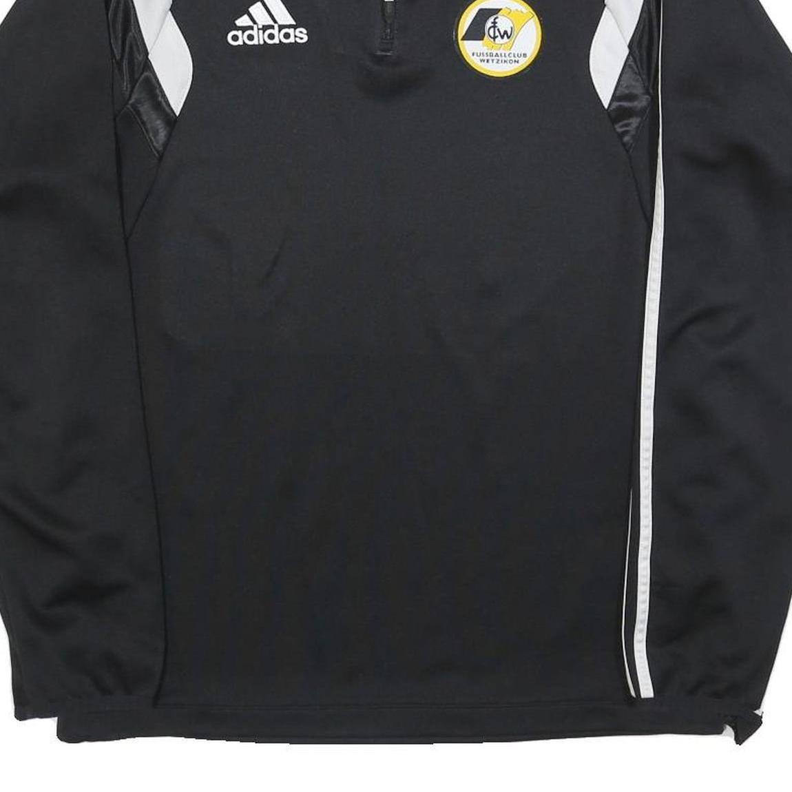ADIDAS Mens Black & White Football Club 1/4 Zip Sweatshirt M Athletic Sportswear