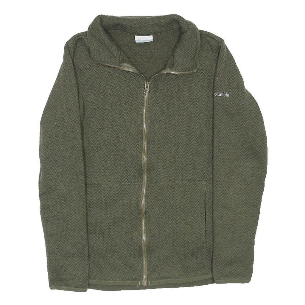 COLUMBIA Womens Green Zip Jacket S Polyester Chevron Pattern Outdoor Wear