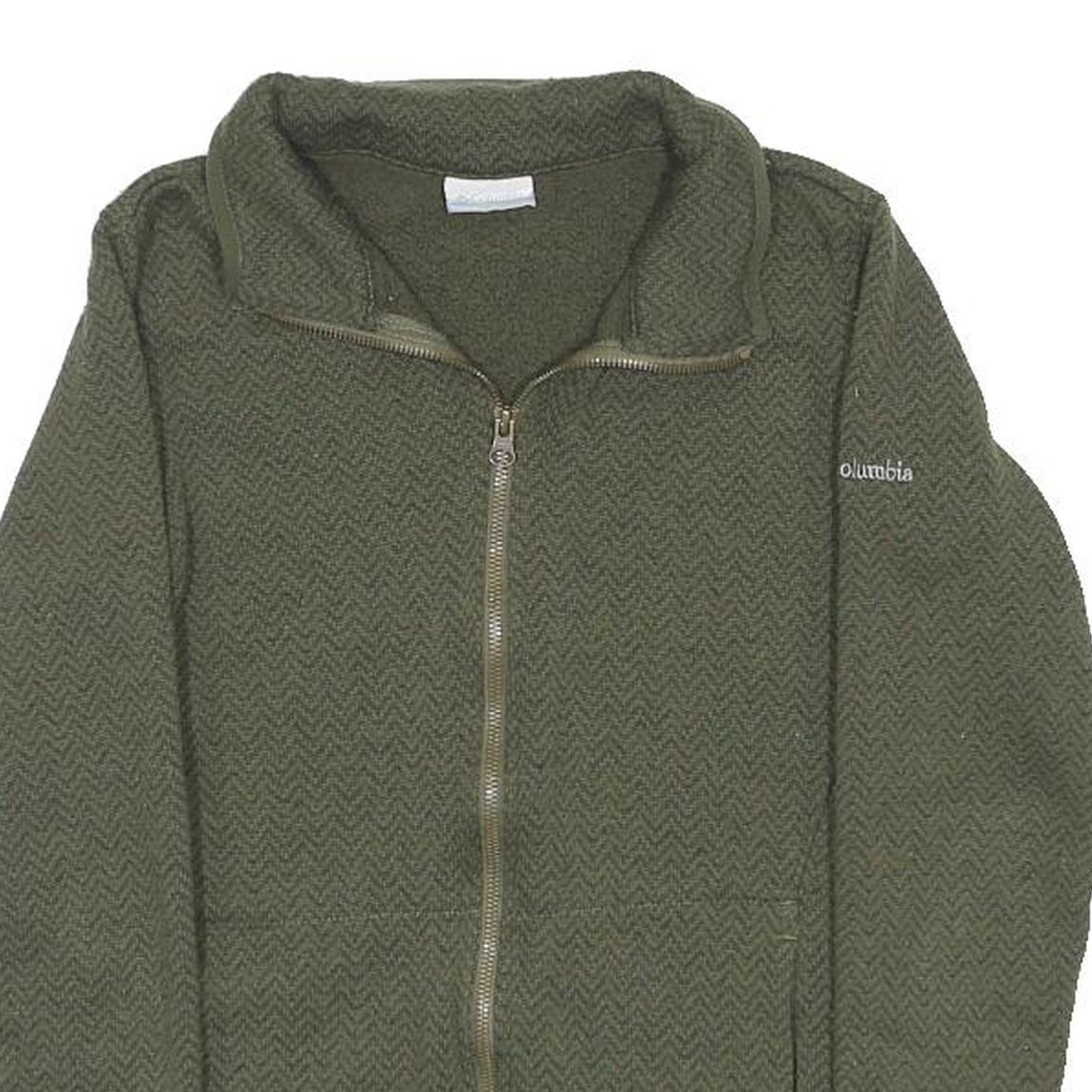 COLUMBIA Womens Green Zip Jacket S Polyester Chevron Pattern Outdoor Wear